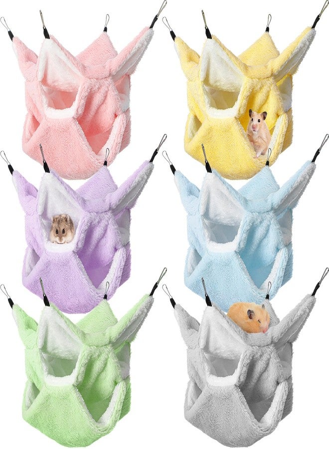 جيريفي مجموعة أرجوحة جيريفي المكونة من 6 قطع بثلاث طبقات للفئران، أرجوحة للحيوانات الصغيرة، أرجوحة معلقة للخنازير الغينية والنموس، ملحقات قفص الحيوانات الأليفة للهامستر والشنشيلة للنوم واللعب (6 ألوان) - Image 1